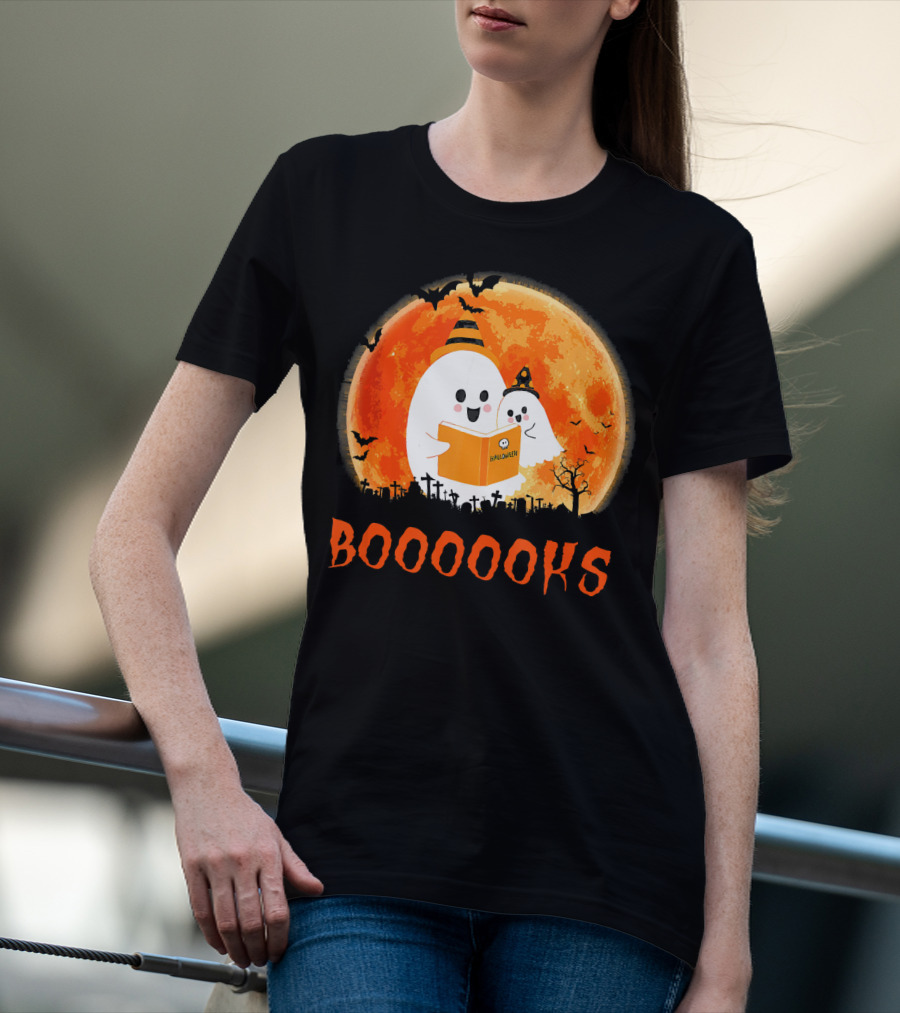 Halloween Ghosts Reading Booooooks With Funny Teacher T-Shirt
