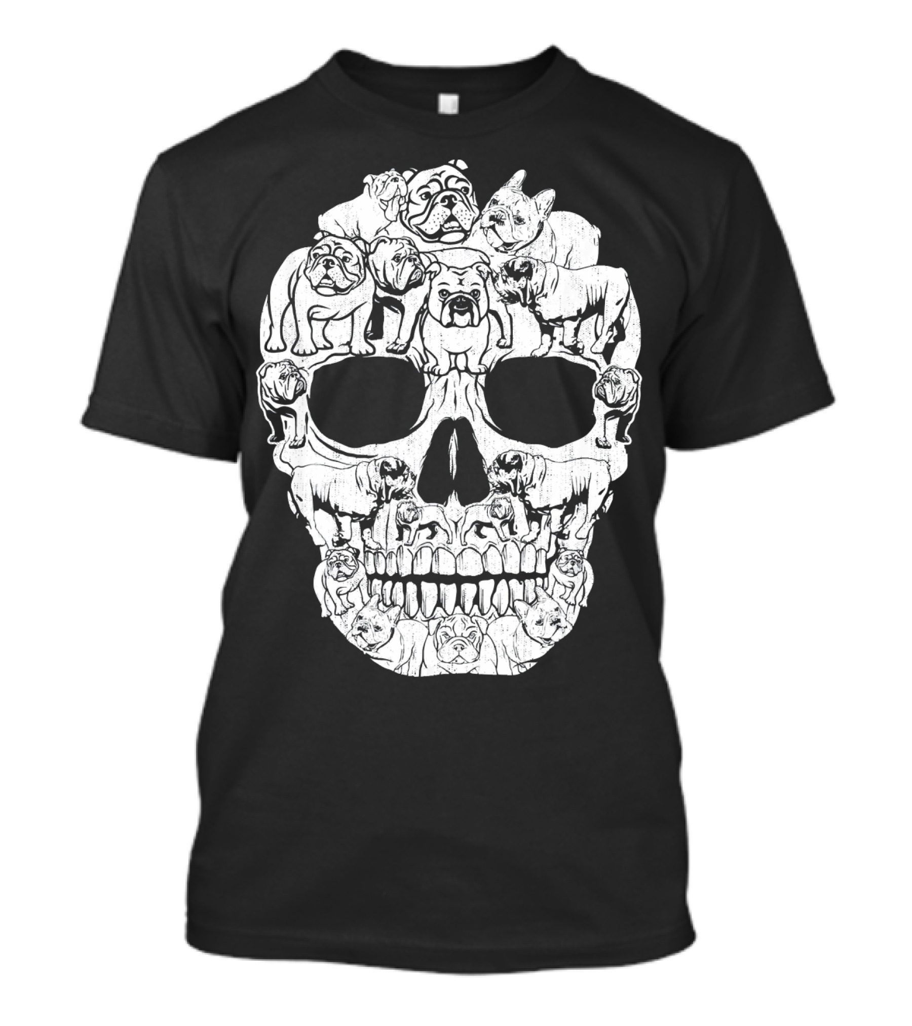 English Bulldog Dog Skull Halloween T-Shirt