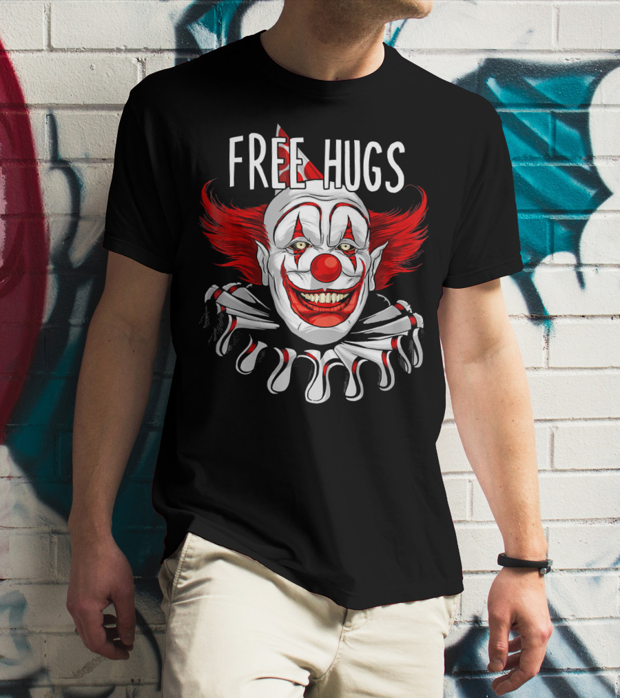 Free Hugs Creepy Scary Clown Halloween T-Shirt