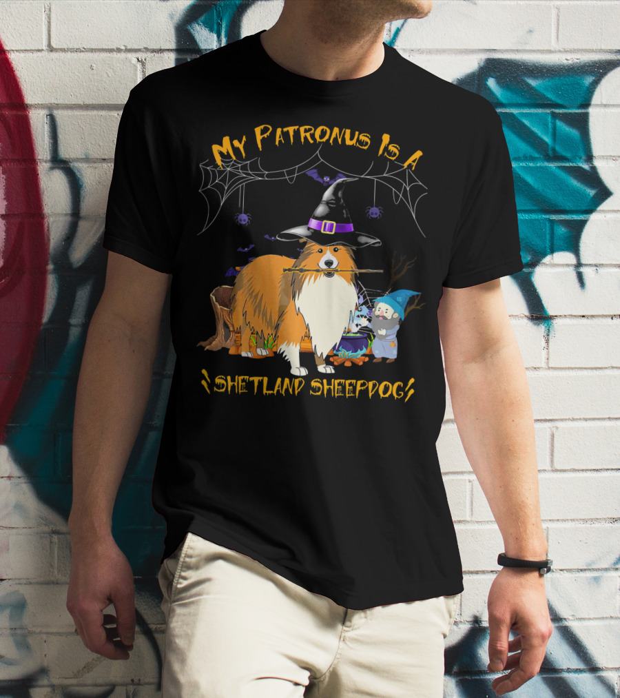 My Patronus Is A Shetland Sheepdog Halloween Witch Hat And Gnome T-Shirt