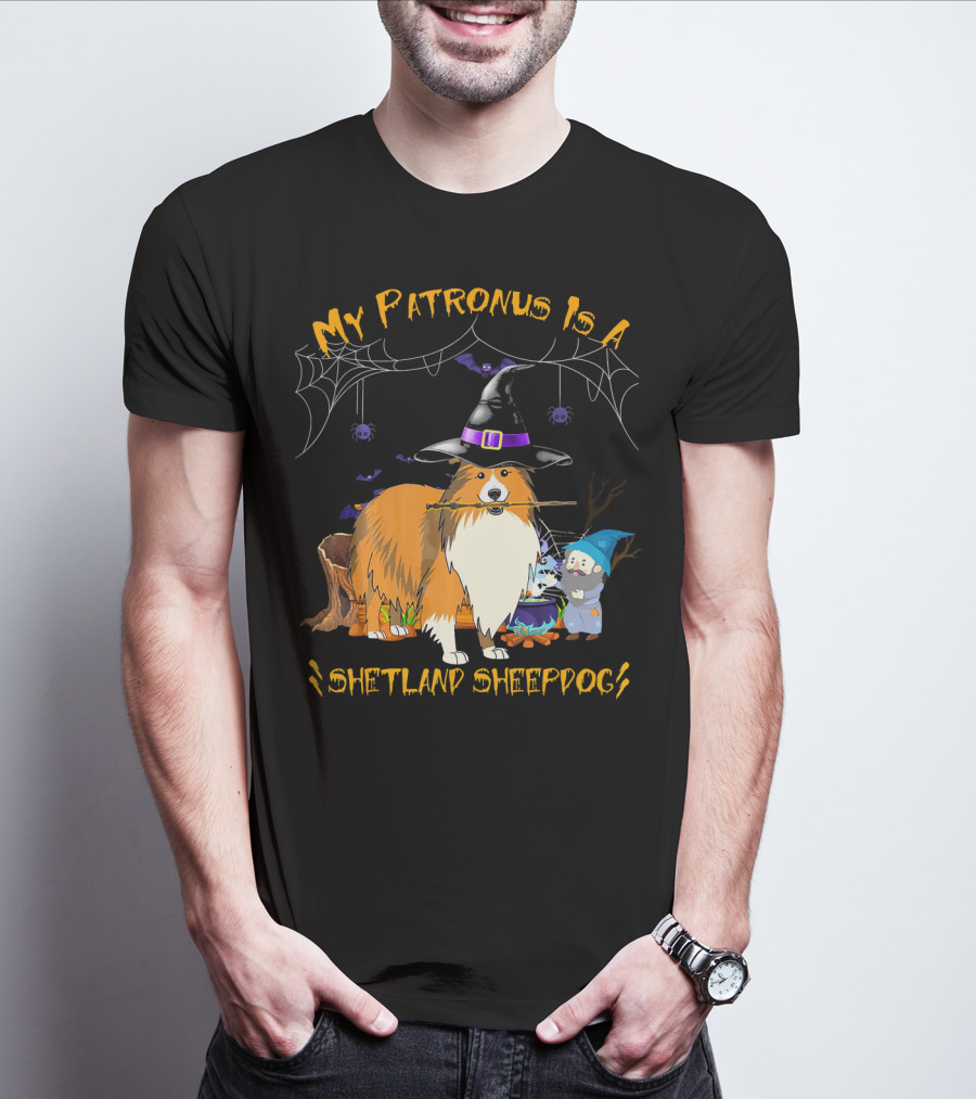 My Patronus Is A Shetland Sheepdog Halloween Witch Hat And Gnome T-Shirt