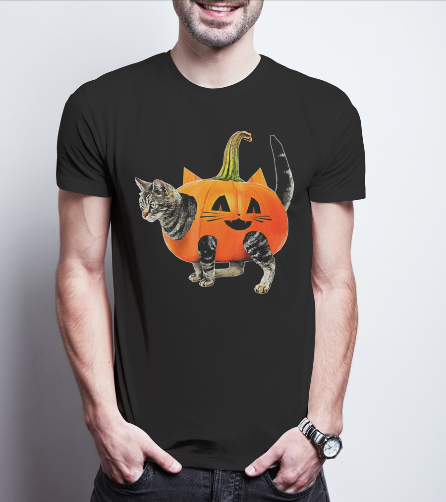 Funny Halloween Jack O Lantern Pumpkin Cat Costume T-Shirt