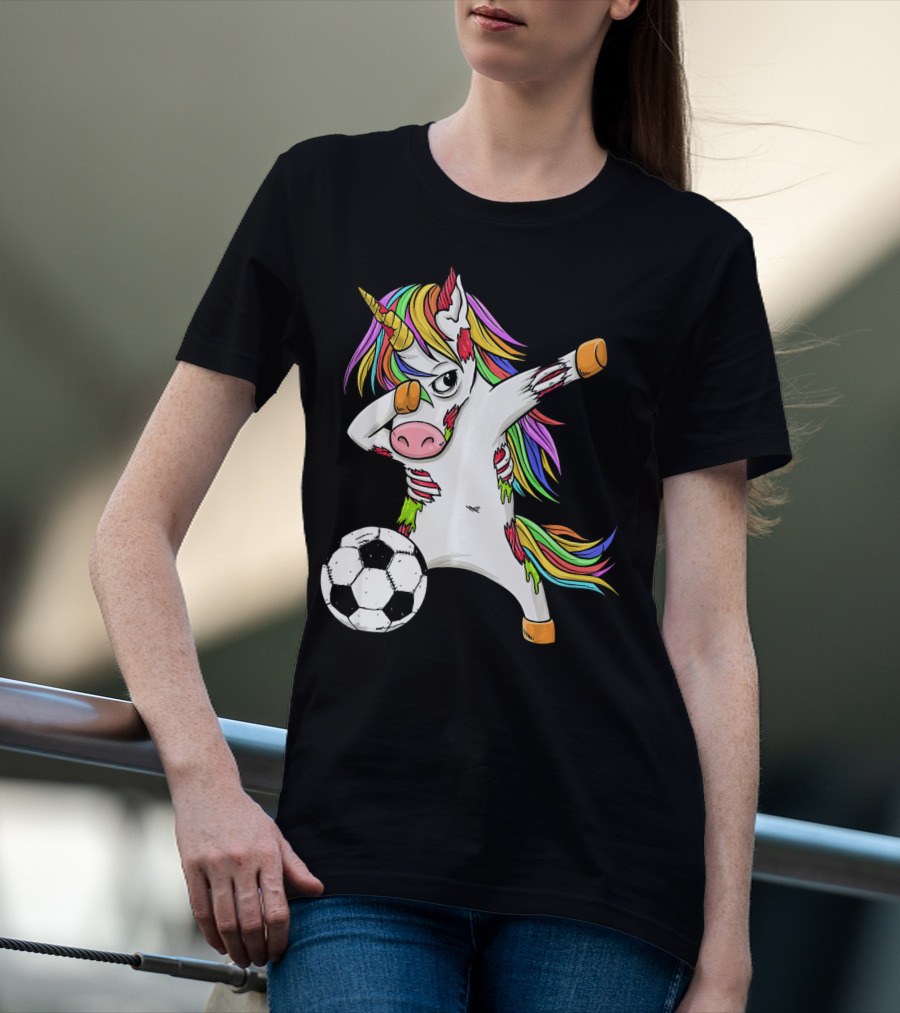 Zombie Unicorn Dabbing Halloween Soccer Ball T-Shirt