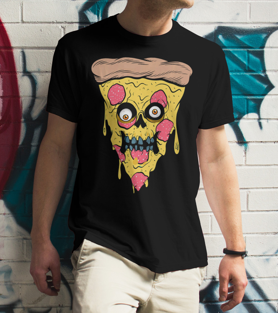 Pizza Zombie Halloween Costume Spooky Slice T-Shirt