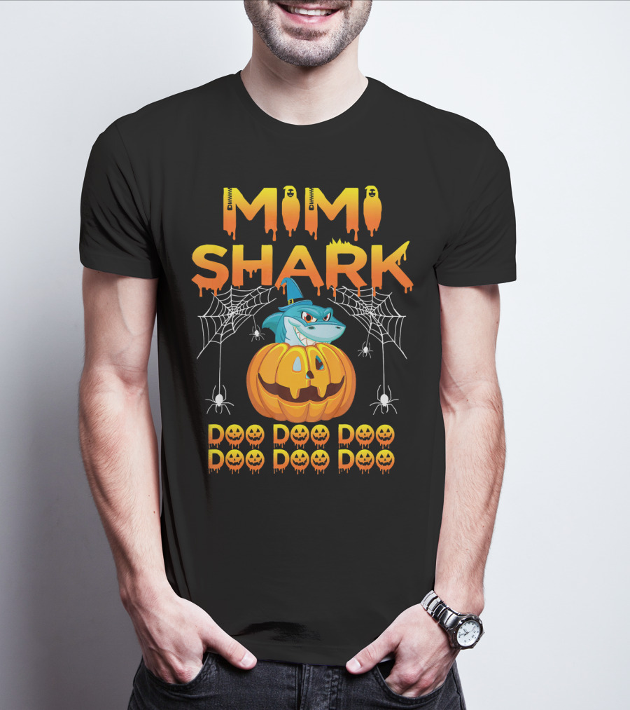 Mimi Shark Halloween Pumpkin Spider Web Doo Doo Costume Mat T-Shirt