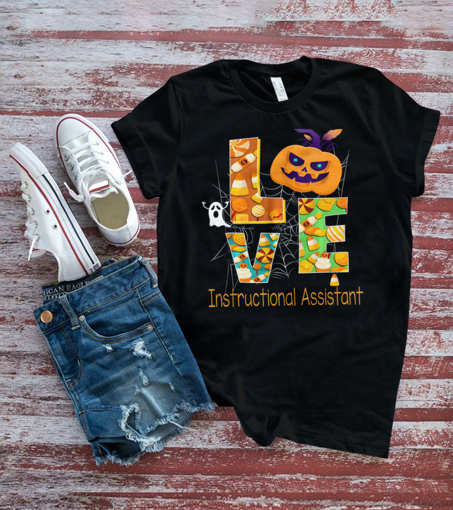 Halloween Love Instructional Assistant Pumpkin Candy Ghost T-Shirt