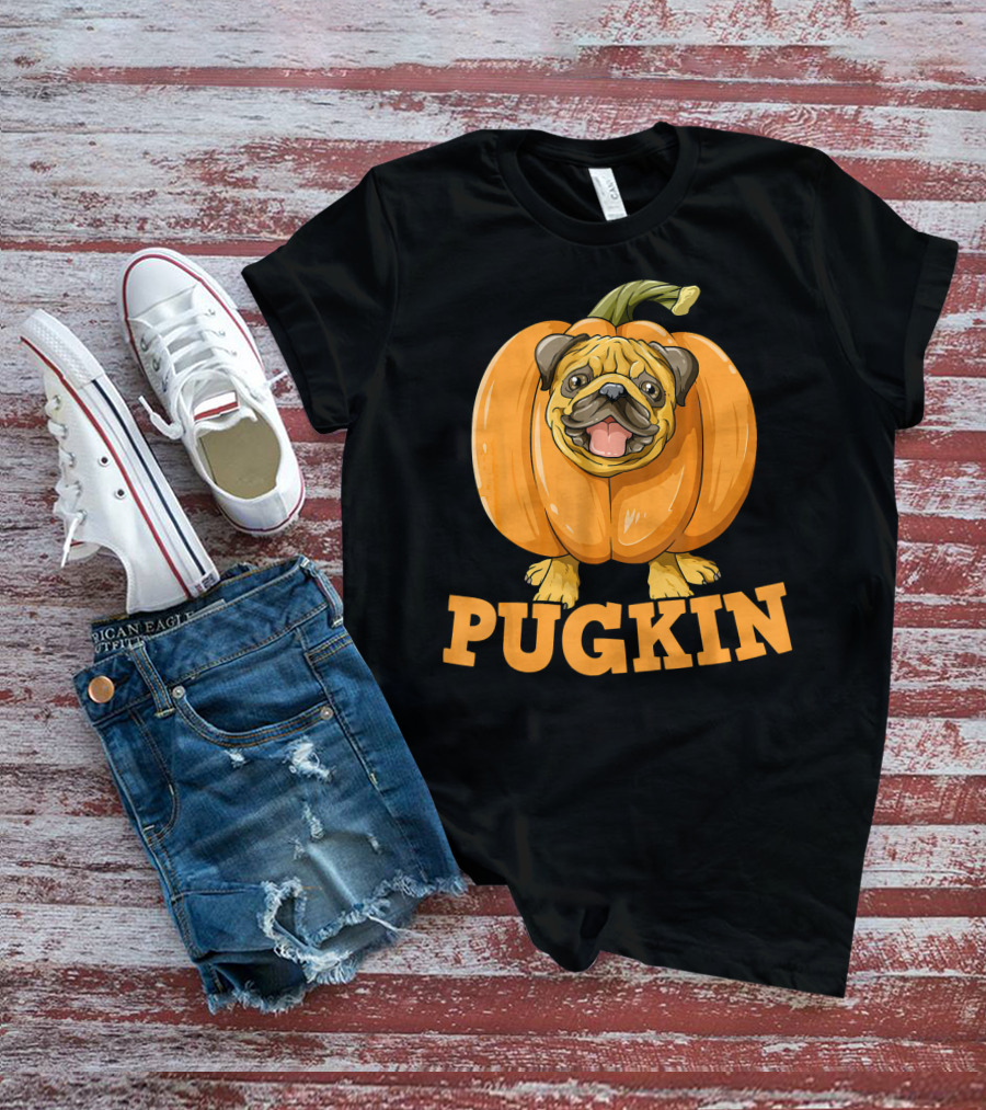 Pugkin Halloween Pug Pumpkin For Pug Lovers T-Shirt
