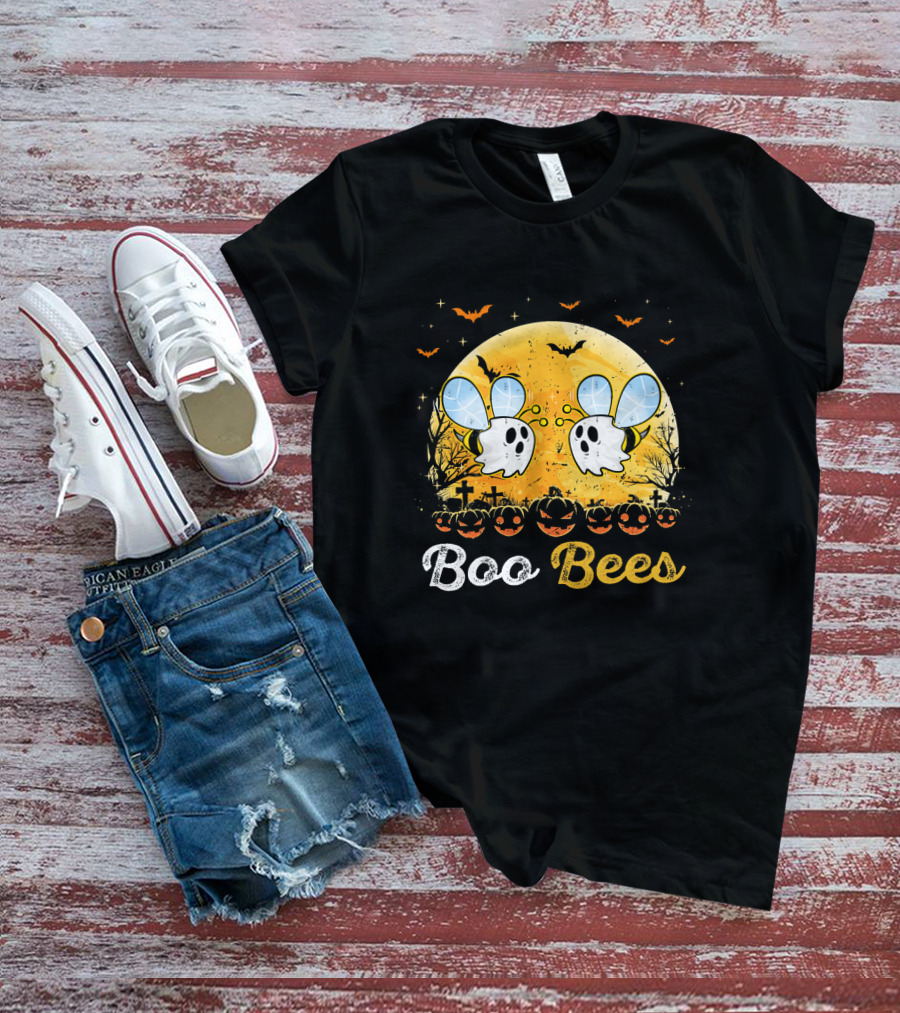 Boo Bees Halloween Moon Pumpkins Bats Crosses T-Shirt