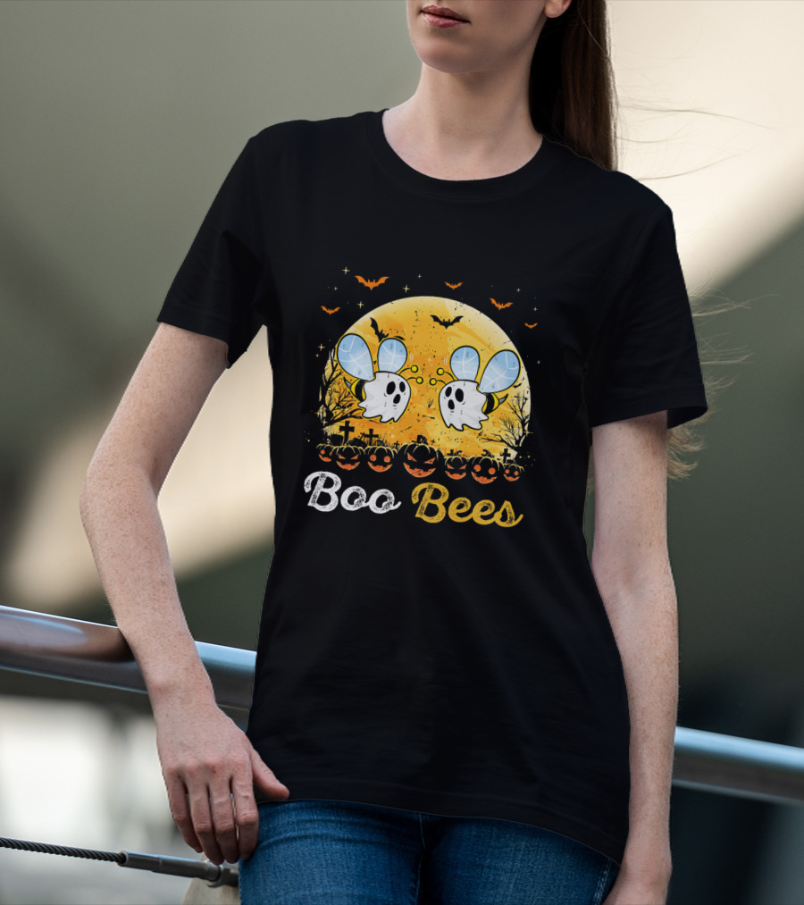Boo Bees Halloween Moon Pumpkins Bats Crosses T-Shirt