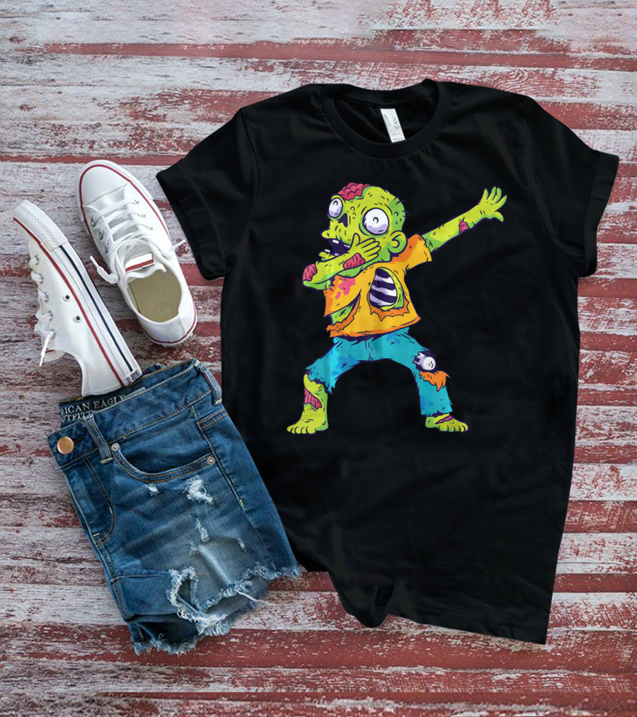 Dabbing Zombie Funny Halloween Zombi Cute Cartoon T-Shirt