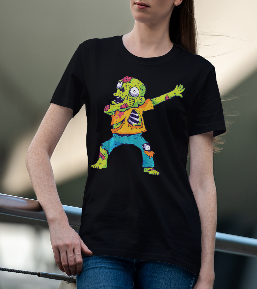 Dabbing Zombie Funny Halloween Zombi Cute Cartoon T-Shirt