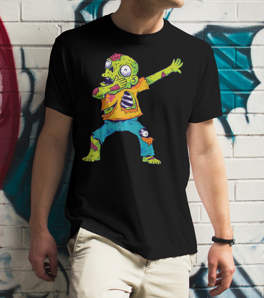 Dabbing Zombie Funny Halloween Zombi Cute Cartoon T-Shirt