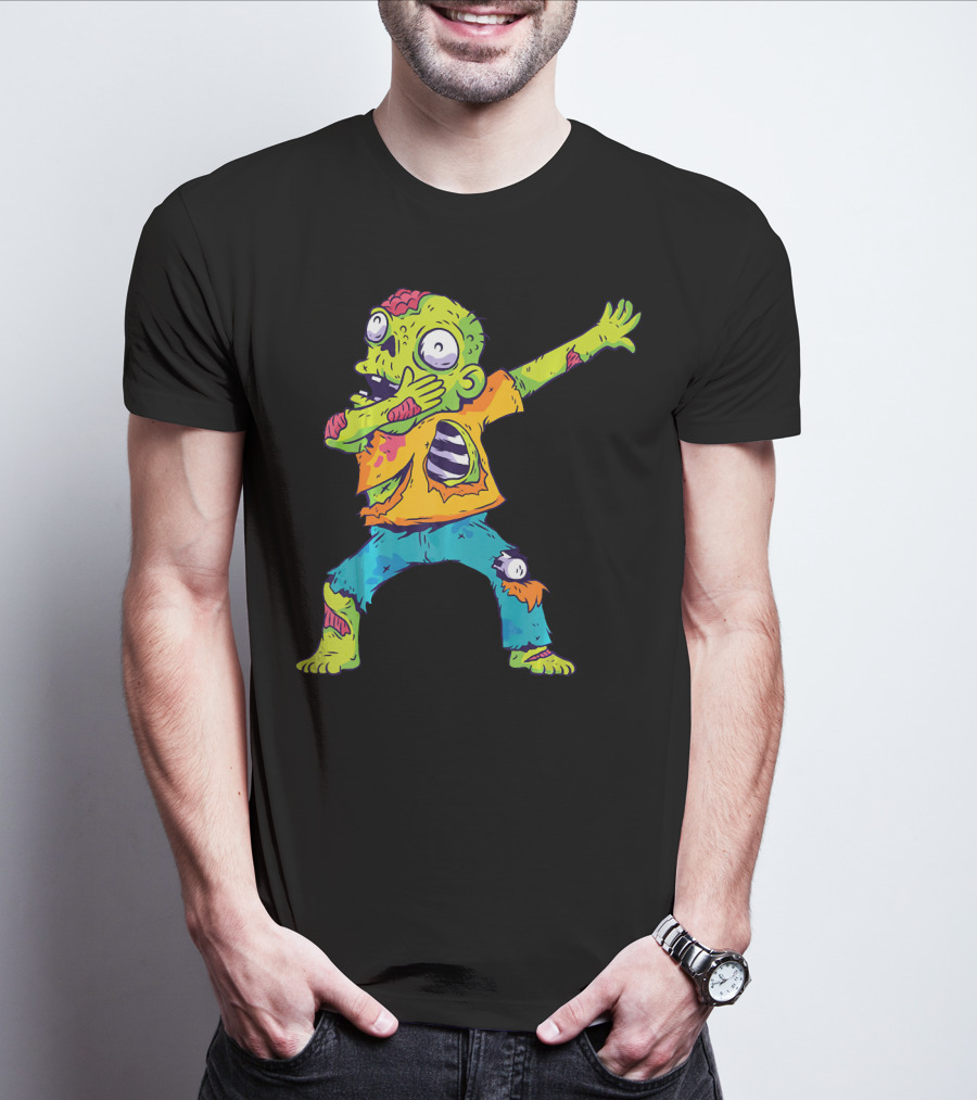 Dabbing Zombie Funny Halloween Zombi Cute Cartoon T-Shirt
