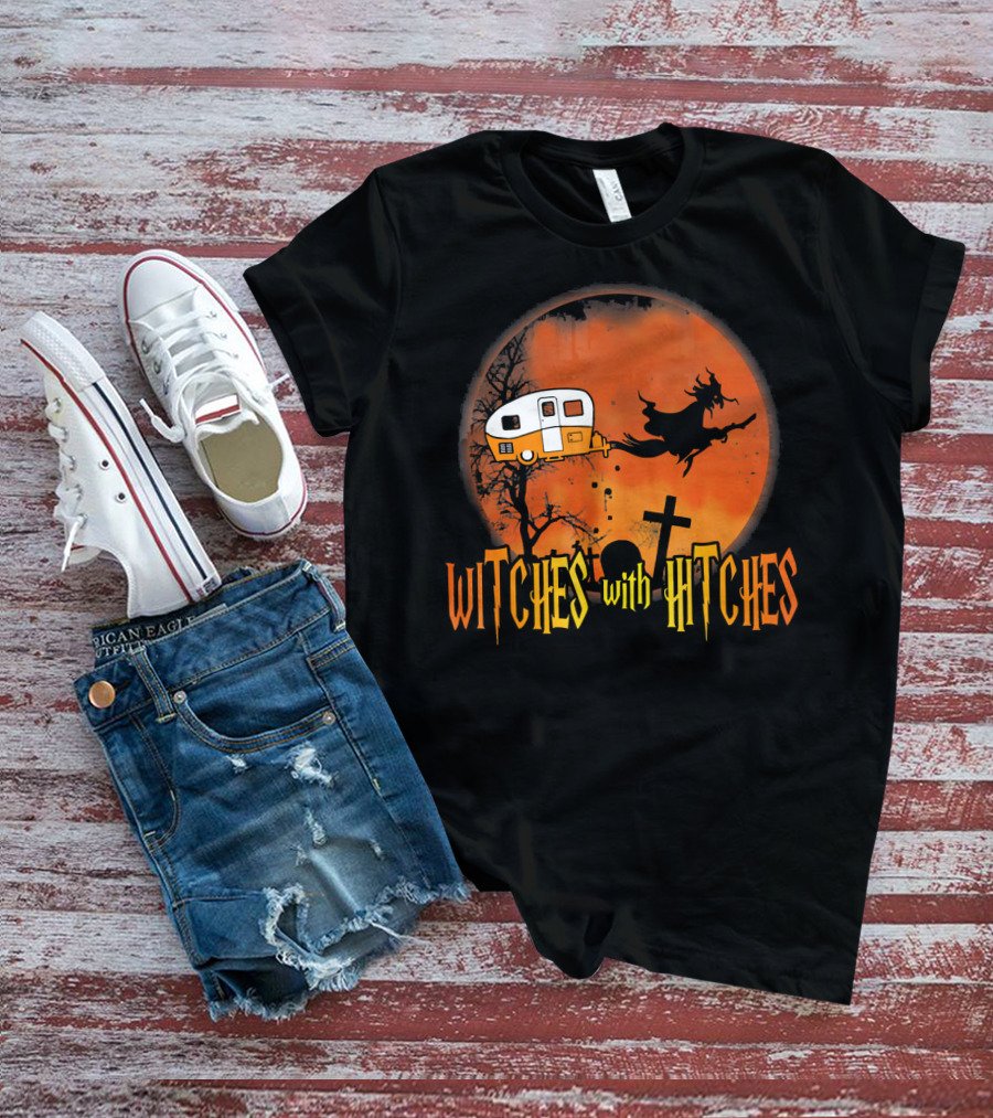 Witches With Hitches Halloween Camper Scene T-Shirt