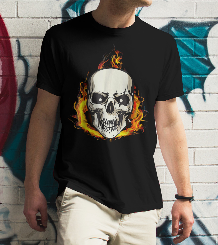 FLAMING SKULL INFERNO SKULL T-Shirt