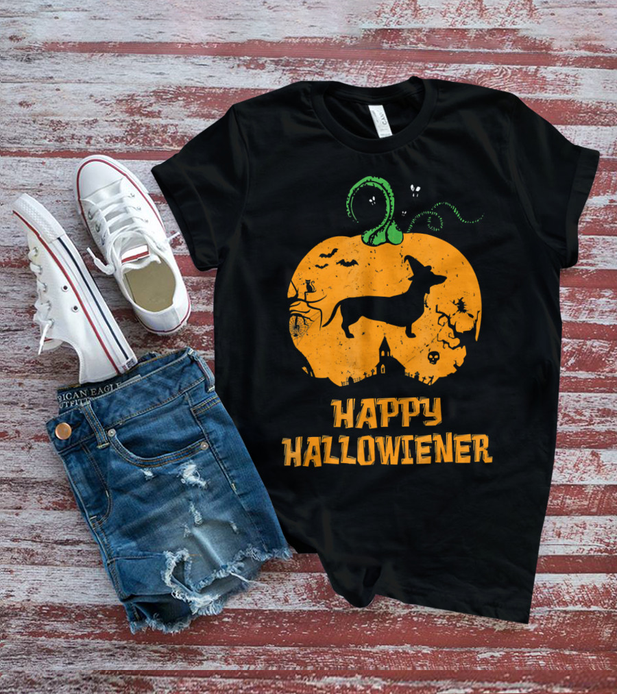 Happy Halloweiner Halloween Dachshund Pumpkin T-Shirt