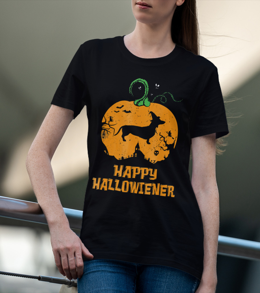 Happy Halloweiner Halloween Dachshund Pumpkin T-Shirt