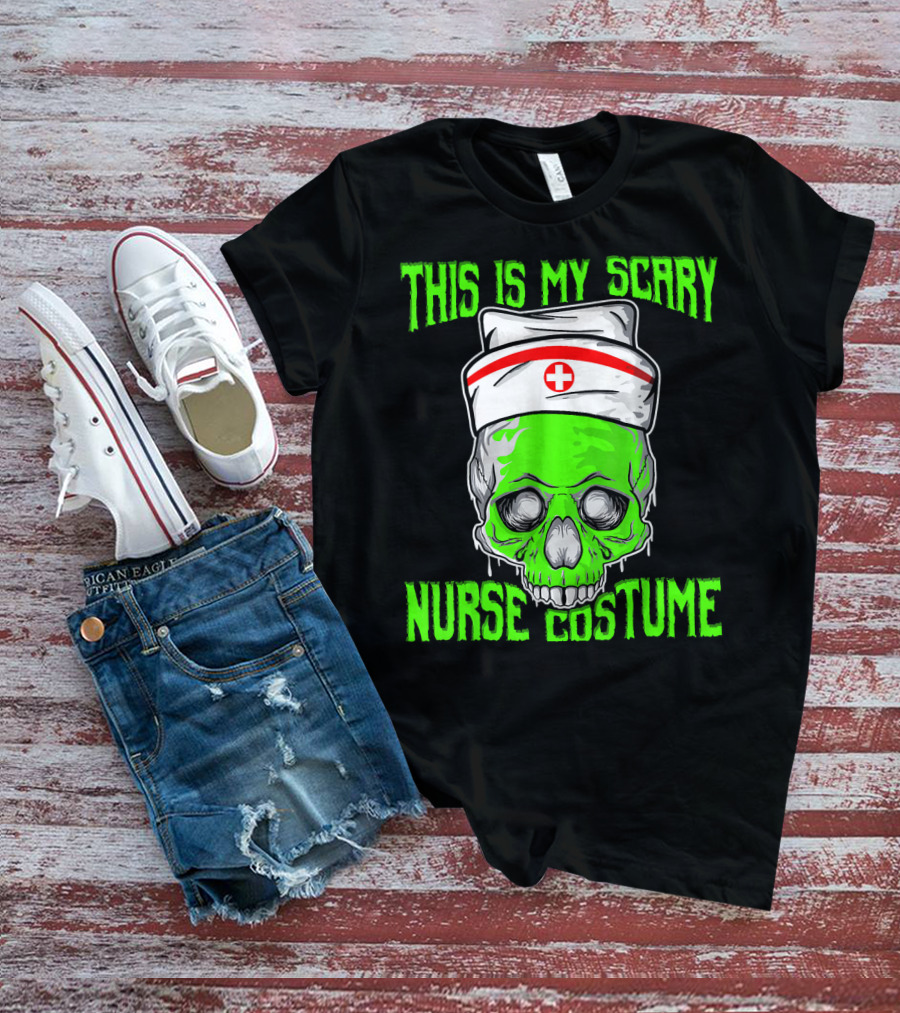 This Is My Scary Green Skeleton Nurse Costume T-Shirt