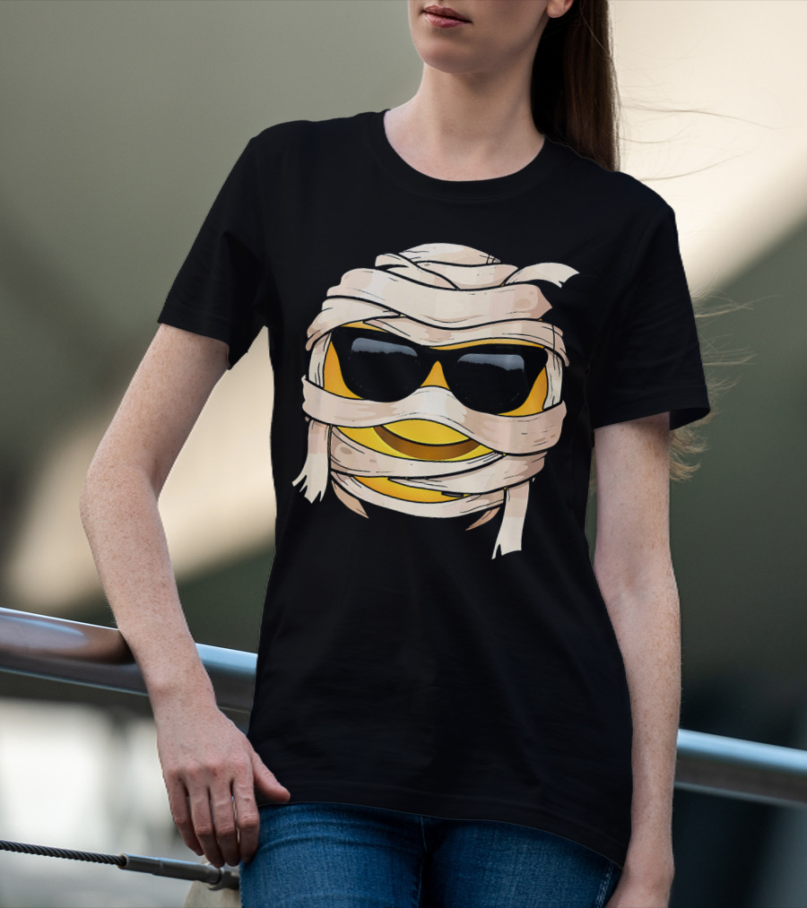 Smiling Face With Sunglasses Emoji Wink Wrapped In Bandages T-Shirt