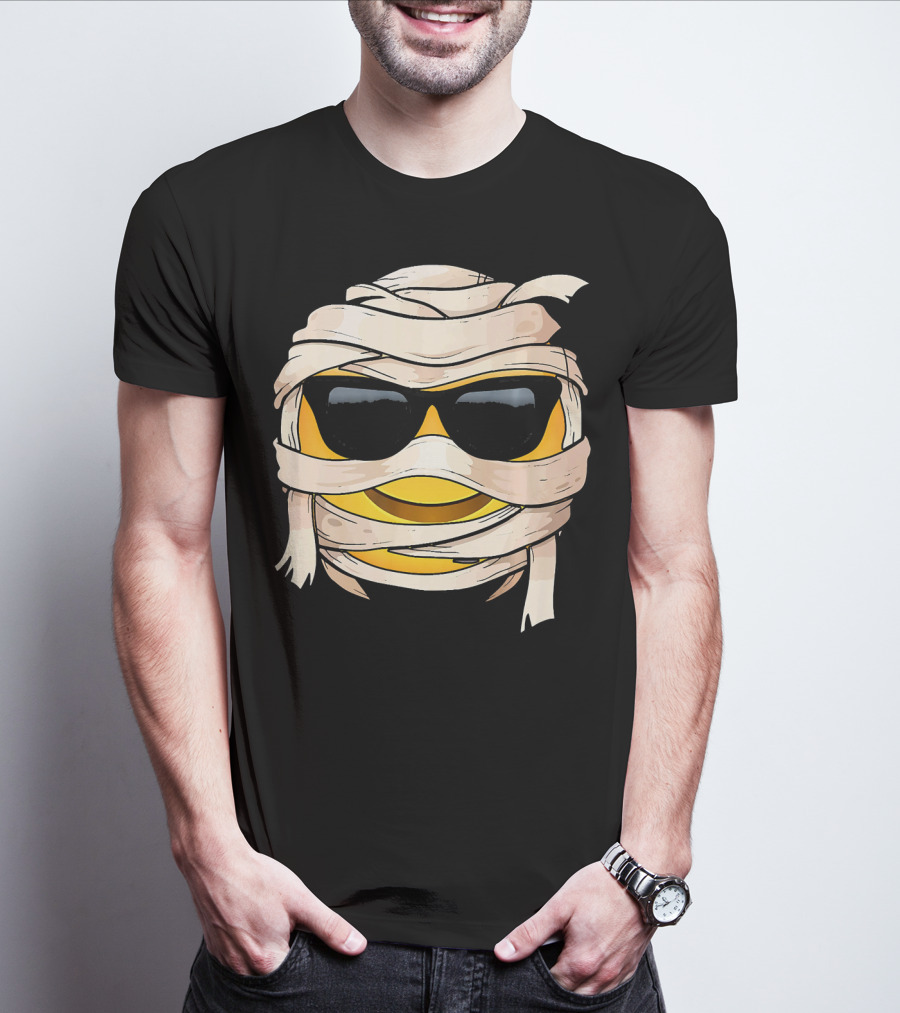 Smiling Face With Sunglasses Emoji Wink Wrapped In Bandages T-Shirt