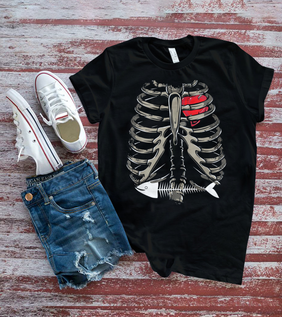 Xray Ribcage Heart Fish Bone Costume Cool Easy T-Shirt