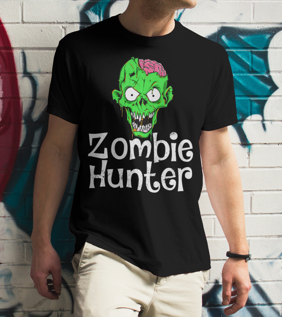 Zombie Hunter Halloween Zombie Head T-Shirt