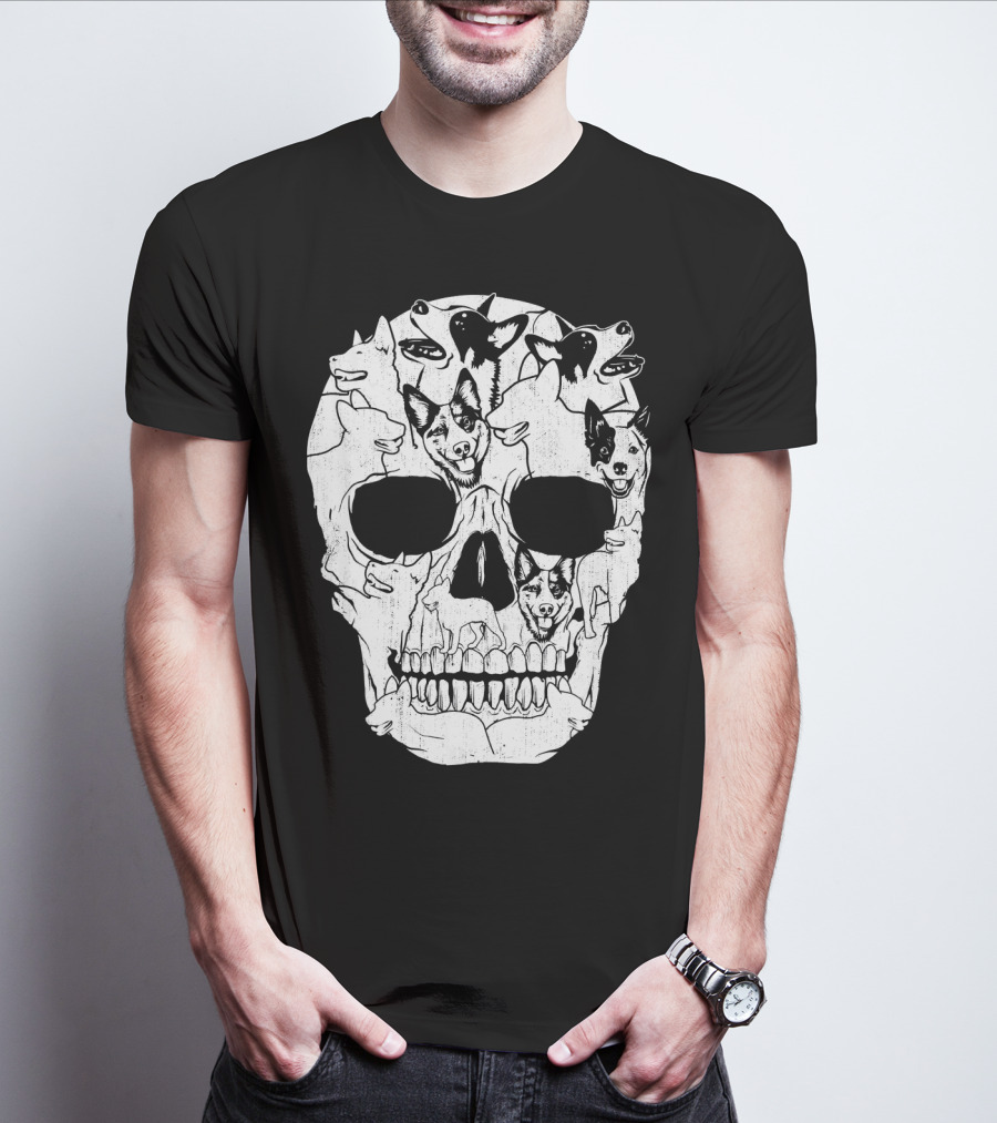 Australian Cattle Dog Skull Halloween Co Canine T-Shirt