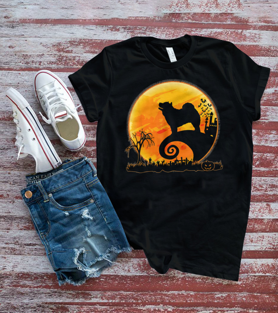 Chow Chow Dog Halloween Moon Silhouette Jack-O'-Lantern T-Shirt