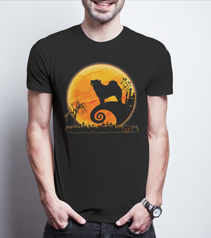 Chow Chow Dog Halloween Moon Silhouette Jack-O'-Lantern T-Shirt