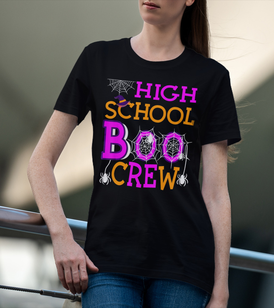 High School Boo Crew Spider Web Halloween Teacher T-Shirt