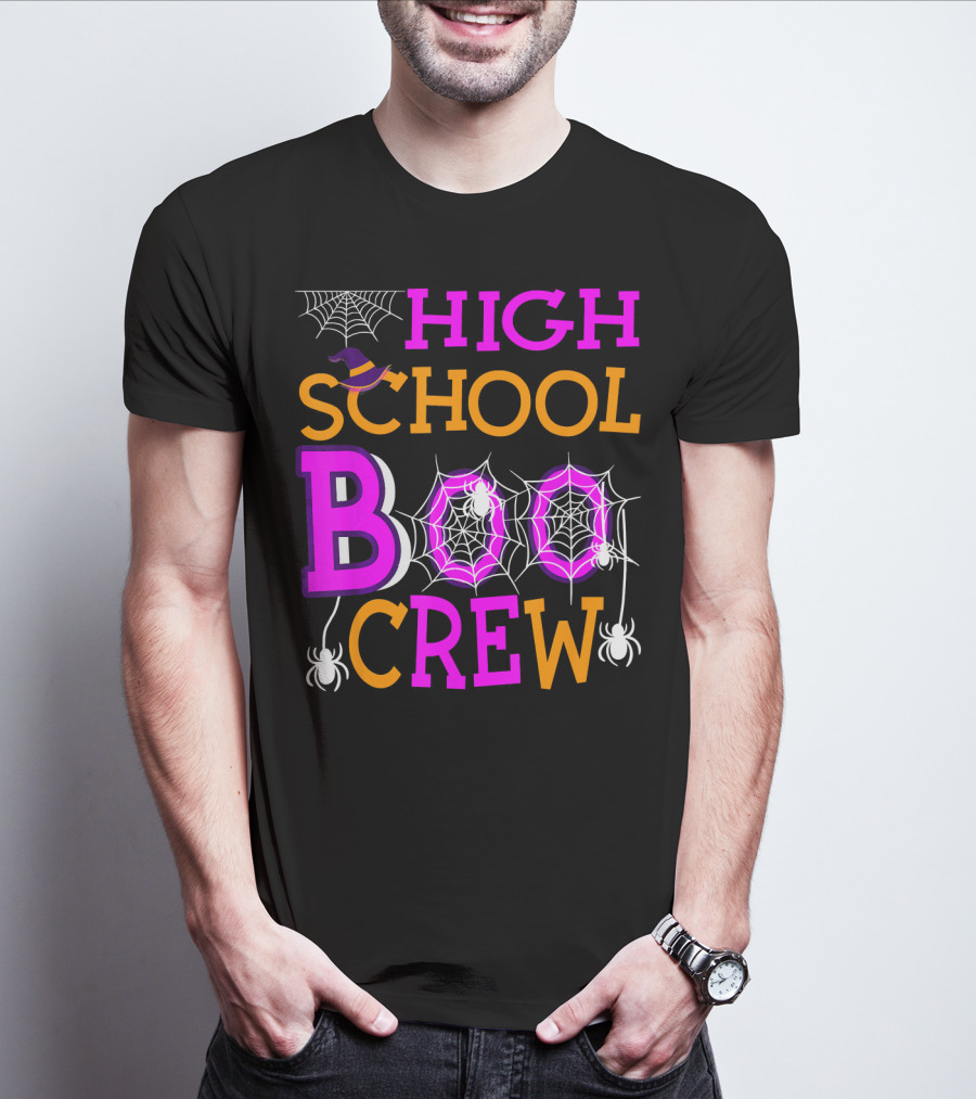 High School Boo Crew Spider Web Halloween Teacher T-Shirt