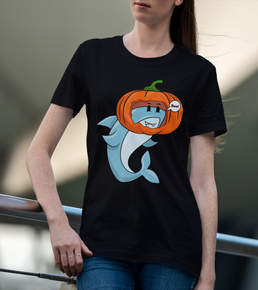 Halloween Boo Pumpkin Shark T-Shirt