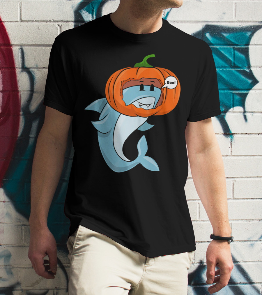 Halloween Boo Pumpkin Shark T-Shirt