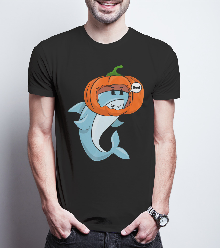 Halloween Boo Pumpkin Shark T-Shirt