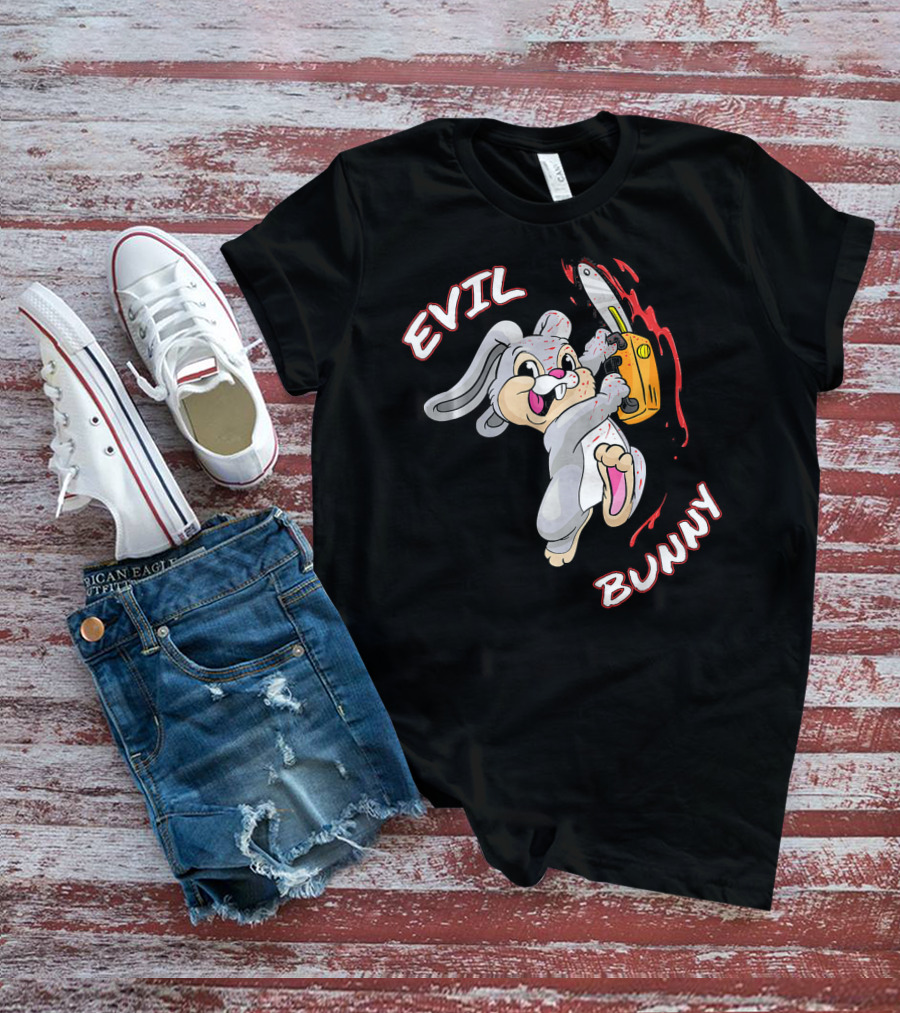 Evil Bunny Halloween Funny Bad Rab Chainsaw T-Shirt