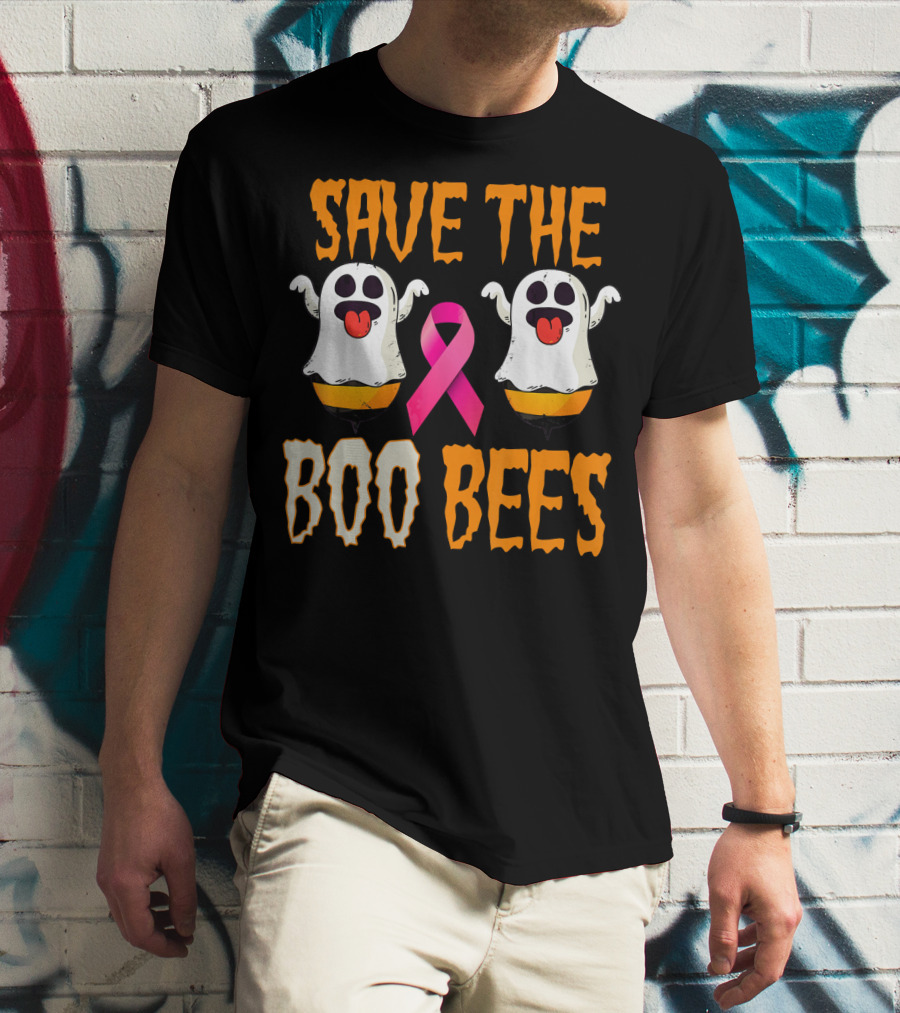 Save The Boo Bees Breast Cancer Awareness Pink Ghosts T-Shirt