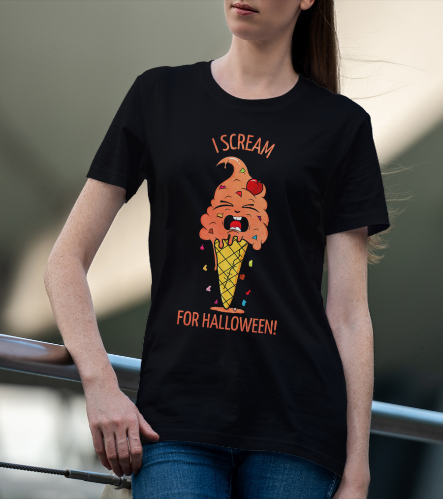 I Scream For Halloween Ice Cream Cone Monster Fun T-Shirt