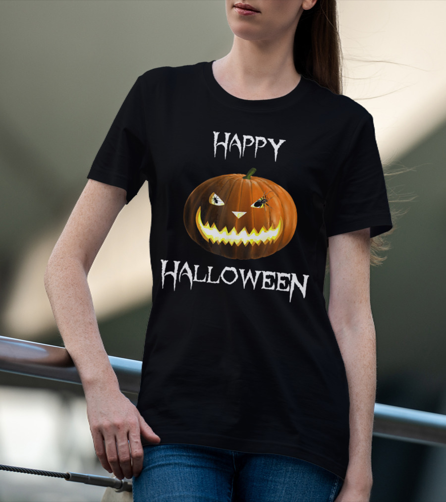 Happy Halloween Pumpkin And Spider Jack-O'-Lantern (D010 T-Shirt