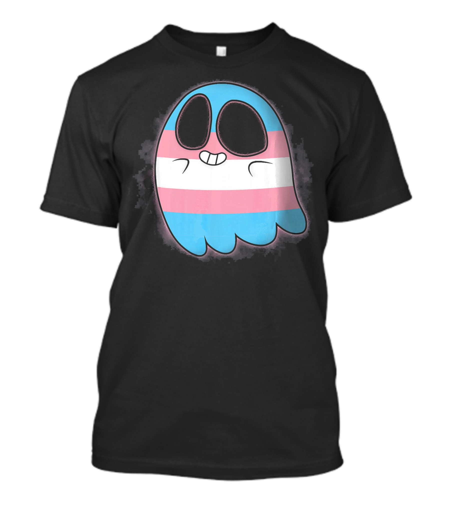 Cute Smiling Rainbow Transgender Ghost Pac-Man T-Shirt
