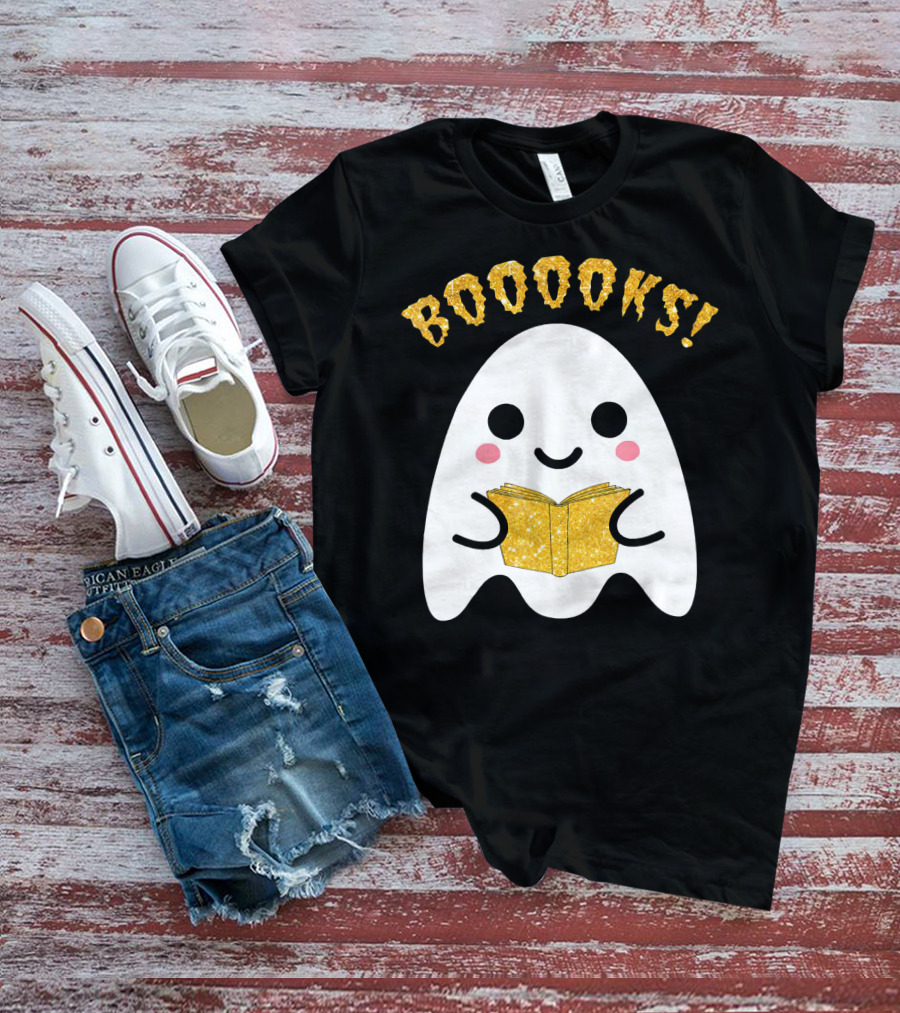 BOOOKS Ghost Reading Book Halloween Costume T-Shirt