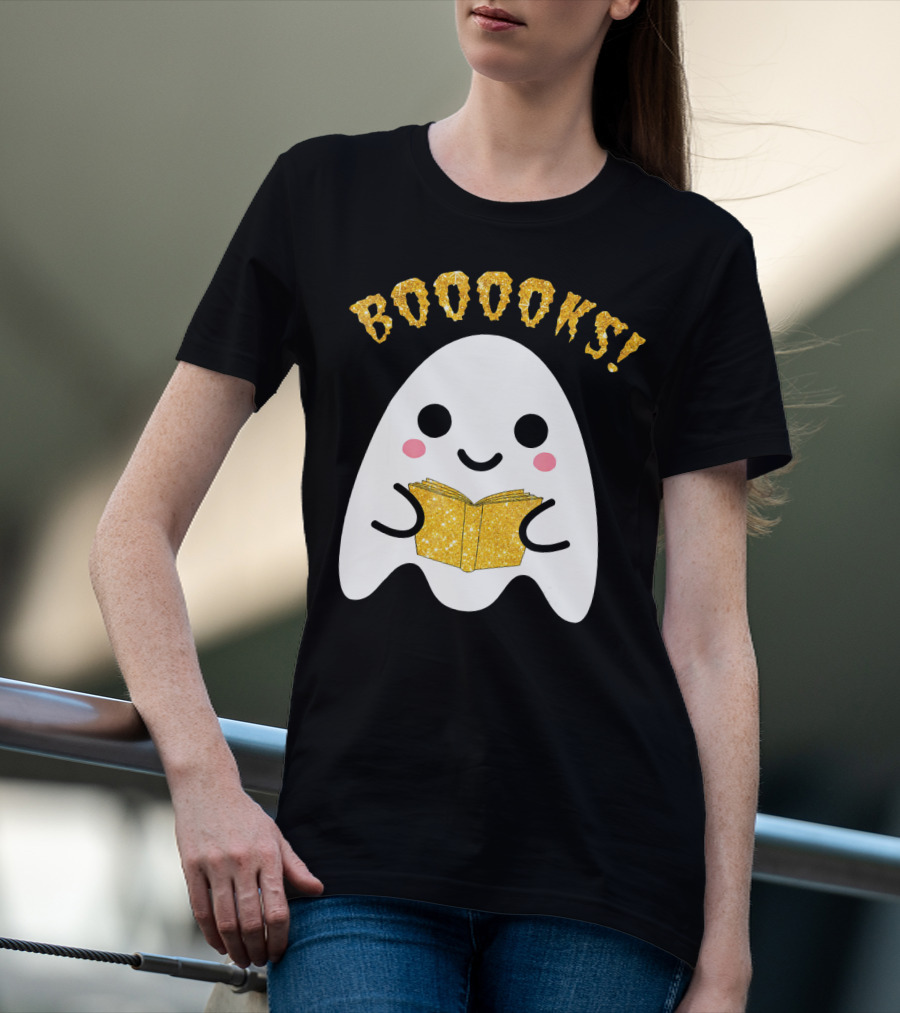 BOOOKS Ghost Reading Book Halloween Costume T-Shirt