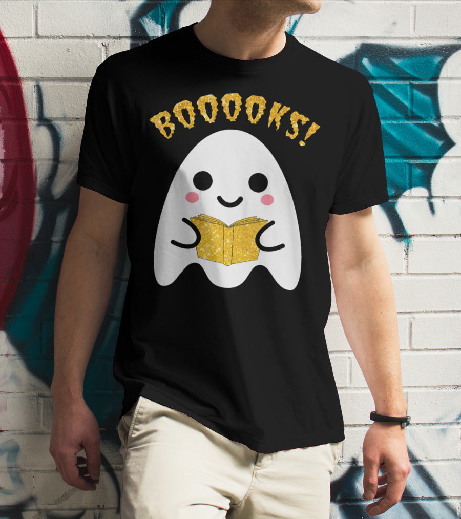 BOOOKS Ghost Reading Book Halloween Costume T-Shirt