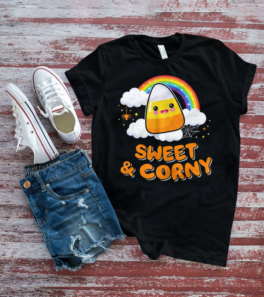 Sweet And Corny Cute Candy Corn Kawaii Halloween T-Shirt
