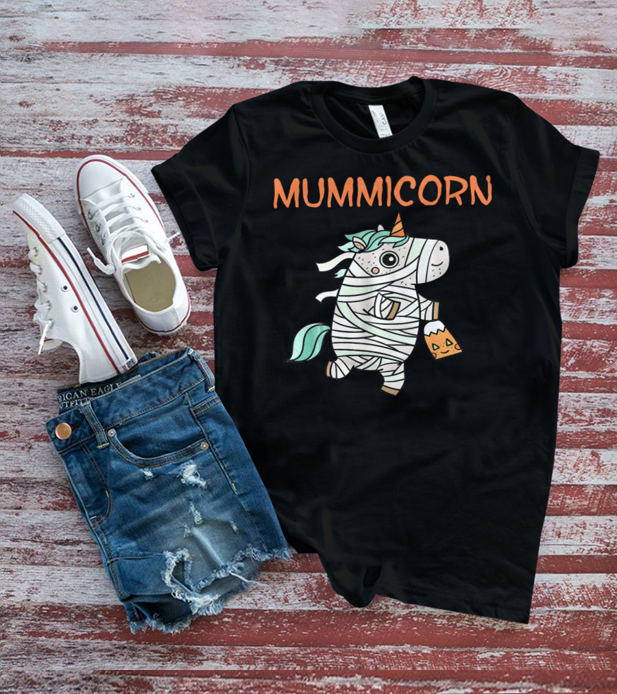 Mummicorn Funny Unicorn Mummy Halloween Candy Bag T-Shirt