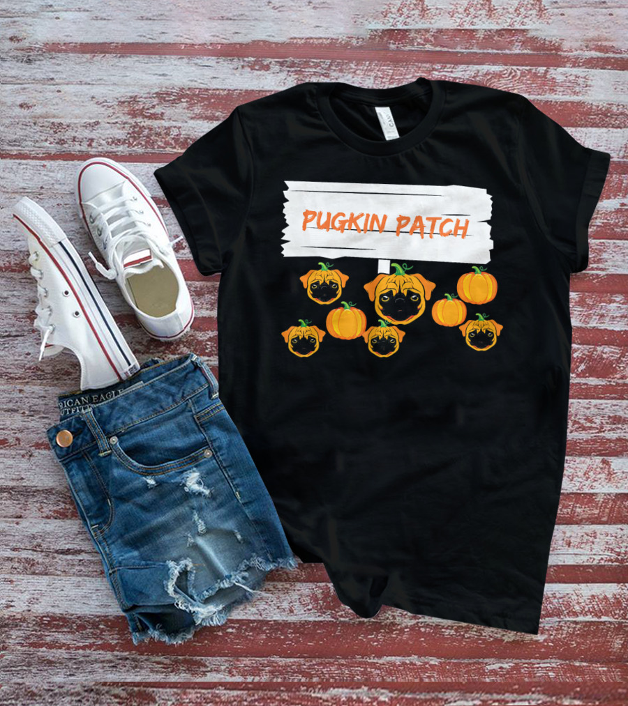 Pugkin Patch Halloween Pumpkin Pug Dog Lovers T-Shirt