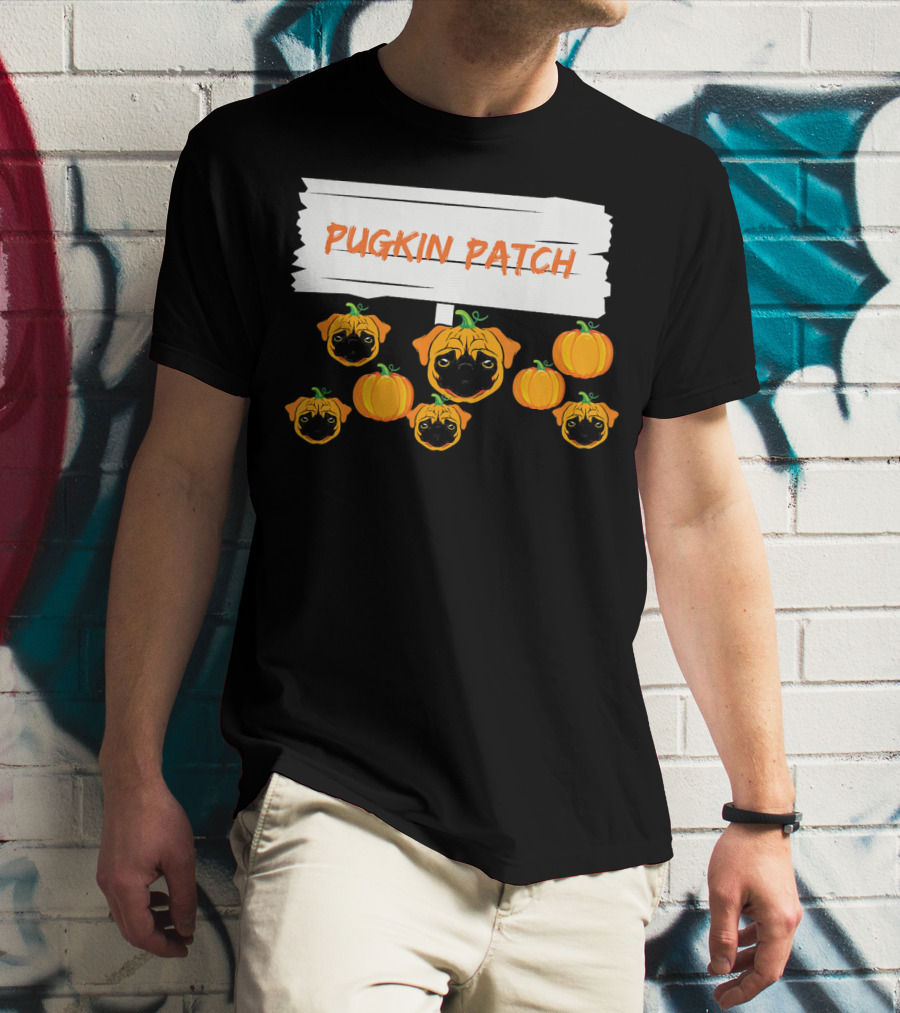 Pugkin Patch Halloween Pumpkin Pug Dog Lovers T-Shirt
