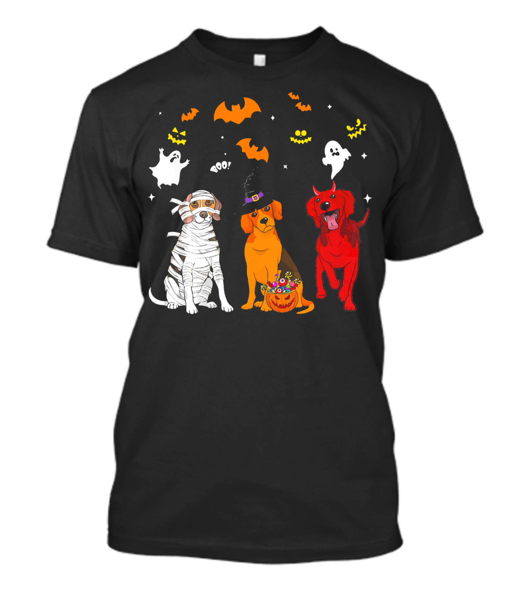 Halloween Beagle Dogs Mummy Witch Ghosts Bats T-Shirt