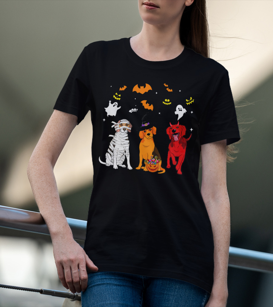 Halloween Beagle Dogs Mummy Witch Ghosts Bats T-Shirt