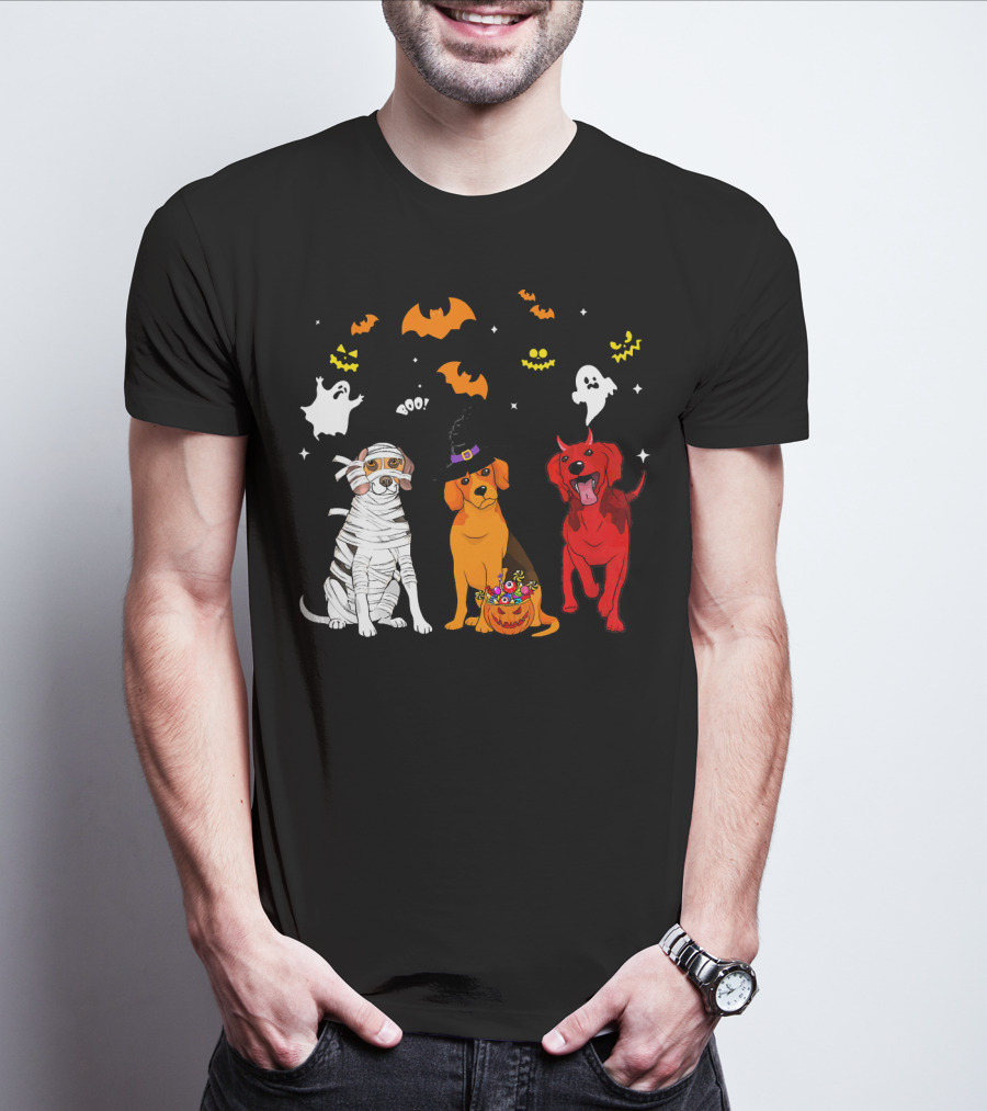 Halloween Beagle Dogs Mummy Witch Ghosts Bats T-Shirt