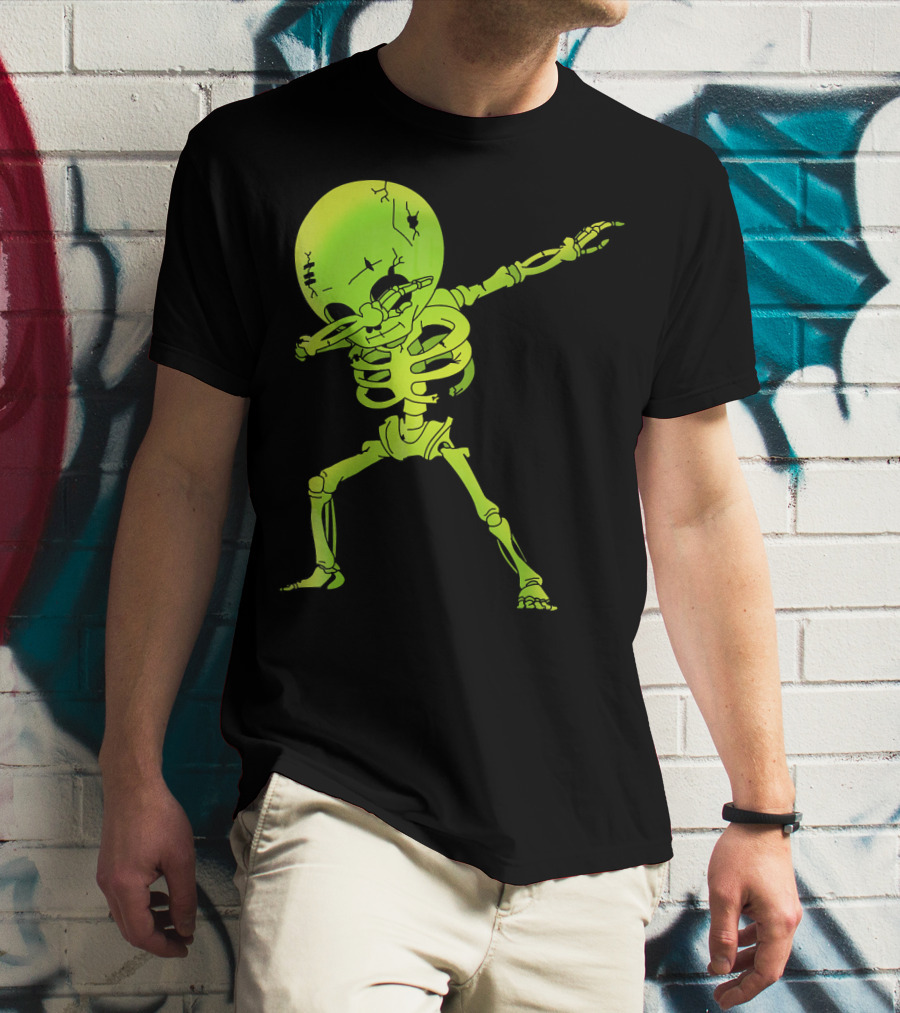 Skeleton Dabbing Zombie Halloween Moon T-Shirt